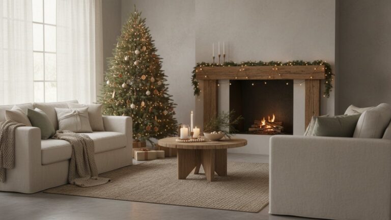 Décoration de Noël dans un salon chaleureux