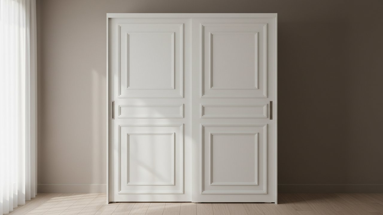 Porte coulissante customisée avec des moulures en MDF