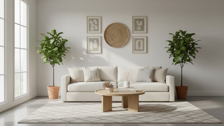 Décoration d'un mur blanc dans un salon moderne