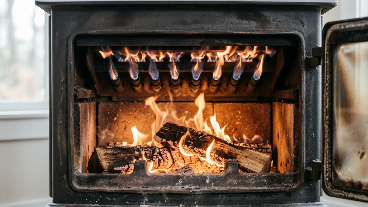 Système d'air secondaire d'un poêle à bois pour combustion efficace