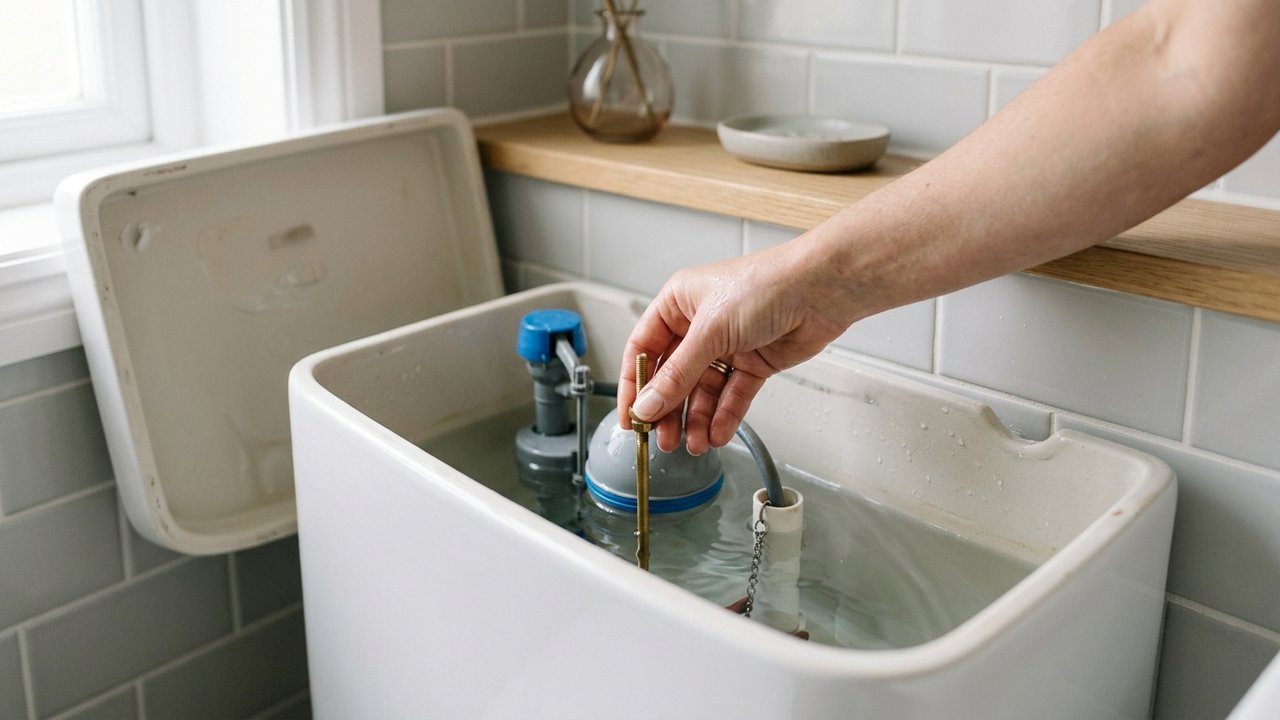 Réparation d'une chasse d'eau qui coule avec bouton poussoir
