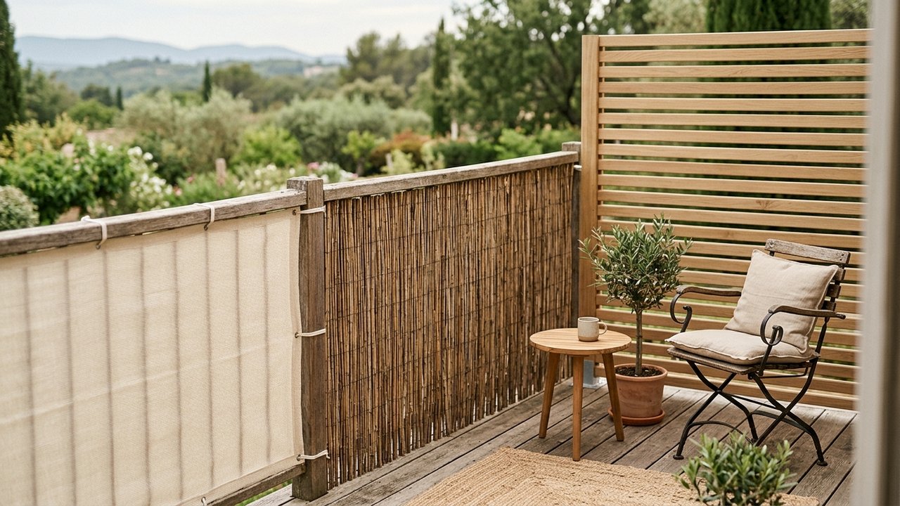 Installation de brise-vue et canisse pour occulter une terrasse