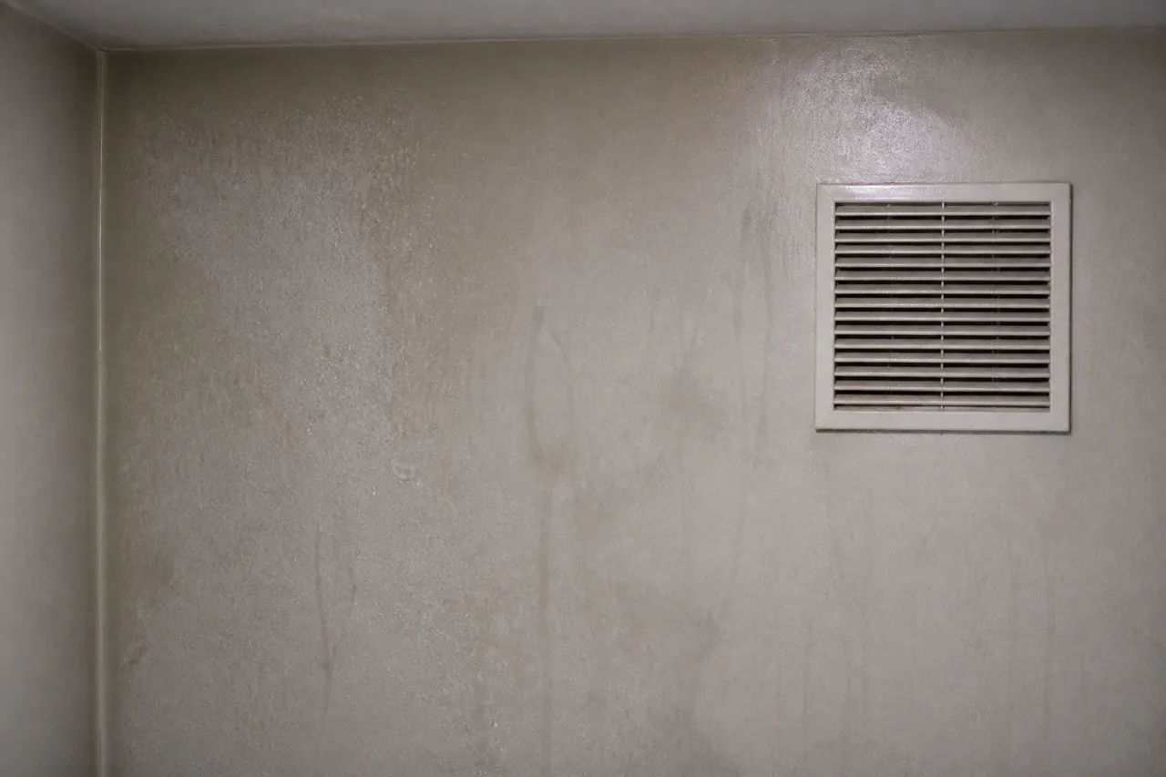 Ventilation WC insuffisante : mur humide dans les toilettes