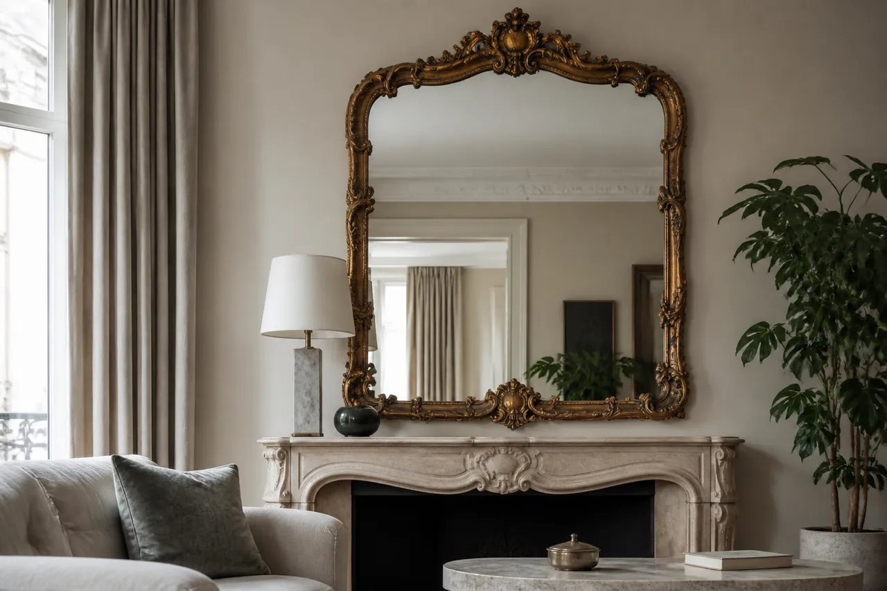 Décoration baroque moderne avec miroir doré