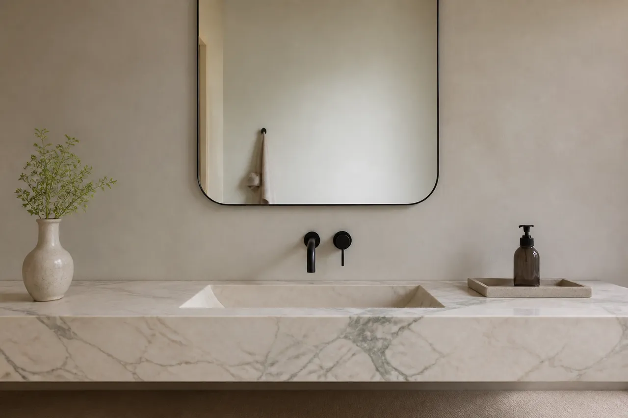 Vasque et plan vasque en marbre pour une salle de bain chic